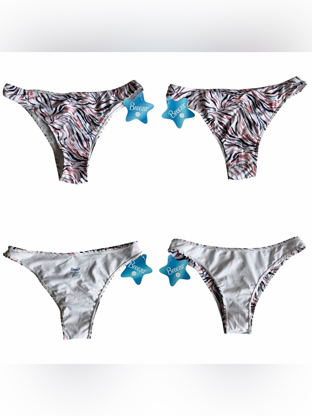 Breeza Colorful Zebra Animal-Print Bikini Bottoms (only) Women’s XL (small fit)